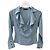 Zapa Camicia in seta e cotone blu con volant