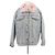 Alexander Wang Blaue Denimjacke mit rosa Kunstfellfutter