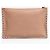 Valentino Clutch pouch grande Rockstud in pelle beige - vista 2