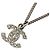 Colar Chanel prateado com strass