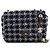 Chanel Black Mini Square Tweed Coco Heart Chain Flap