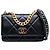 Chanel 19 Wallet on Chain aus schwarzem gestepptem Lammleder