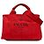 Prada Tote piccola in tela Canapa con logo rossa