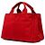 Prada Tote piccola in tela Canapa con logo rossa - vista 2