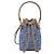 Fendi Montrezzo FF Logo Mini Denim Bucket Bag Blue