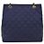 Chanel Borsa a tracolla trapuntata in tessuto blu navy con catena - vista 3