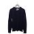 Burberry Marineblauer Rundstrickpullover aus Kaschmir mit Karomuster, besticktem Logo und Ellenbogen-Patches