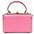 Valentino Borsa Tote Rockstud Box in pelle rosa - vista 3