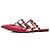 Valentino Rockstud Flat Mule Rot Leder - Ansicht 3