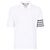 Thom Browne Weißes Kurzarm-T-Shirt Polo mit diagonalen Streifen