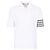 Thom Browne Weißes Kurzarm-T-Shirt Polo mit diagonalen Streifen - Ansicht 2