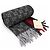Gucci Sciarpa in cashmere e lana grigio antracite Monogram con strisce rosse e blu navy - vista 5