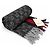 Gucci Sciarpa in cashmere e lana grigio antracite Monogram con strisce rosse e blu navy - vista 6