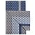 Gucci Sciarpa in cashmere e lana blu Monogram con frange beige e crema