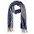 Gucci Sciarpa in cashmere e lana blu Monogram con frange beige e crema - vista 2