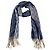 Gucci Sciarpa in cashmere e lana blu Monogram con frange beige e crema - vista 3