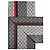 Gucci Sciarpa in cashmere e lana grigia Monogram con striscia rossa e nera