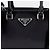 Prada Borsa Tote Small in Pelle Spazzolata con Logo Triangle Nero - vista 2