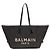 Balmain Schultertasche aus schwarzer Raffia