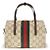 Borsa Gucci Mini Boston beige in canvas GG con striscia Web