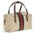 Borsa Gucci Mini Boston beige in canvas GG con striscia Web - vista 2