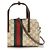 Borsa Gucci Mini Boston beige in canvas GG con striscia Web - vista 4