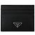 Prada Saffiano Triangle Kartenetui Black Silver QHH