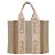 Borsa Chloé Woody in lino beige e pelle