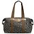 Autre Marque Borsa Duffel in Tela con Motivo Verde e Marrone