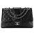 CHANEL - Borsa a tracolla Classique/Timeless Elementary Chic Flap in pelle liscia nera