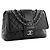 CHANEL - Borsa a tracolla Classique/Timeless Elementary Chic Flap in pelle liscia nera - vista 2