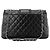 CHANEL - Borsa a tracolla Classique/Timeless Elementary Chic Flap in pelle liscia nera - vista 3