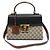 Gucci GG Supreme Canvas Black Leather Padlock Small Top Handle Tasche