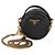 Borsa a tracolla Prada Mini Round Top Handle in pelle Saffiano nera - vista 8