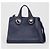 Burberry Borsa Tote in pelle blu navy con occhielli e stemma argento - vista 2