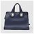 Burberry Borsa Tote in pelle blu navy con occhielli e stemma argento - vista 3