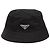 Prada Cappello a Secchi Unisex a Righe con Logo Triangle Nero