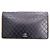 Chanel Damen Langbeutel Schwarz Silbernes Logo