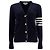 Thom Browne Cárdigan diagonal de punto Milano en crepe de algodón Navy - vista 2