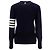 Thom Browne Cárdigan diagonal de punto Milano en crepe de algodón Navy - vista 3