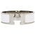 Hermès Bracciale largo CLIC Clac finitura argentata bianco GM
