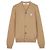 Comme Des Garcons CAMEL Unisex Cardigan mit weißem Herz-Patch
