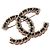 Chanel Spilla CC in vitello e metallo Oro Nero Rosa