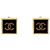 Chanel Orecchini CC quadrati neri e oro