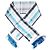 Dolce & Gabbana Sciarpa Wrap in Seta a Righe Bianche e Blu con Frange
