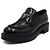 Prada Black Leather Triangular Logo Brushed Women's Loafers - view 2