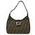 FENDI Borsa a spalla e a mano in pelle e tela Zucca Nero e Marrone 26569