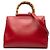 Borsa Gucci Red Medium Calfskin Bamboo Nymphaea Satchel