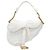 Dior Borsa Saddle Mini Oblique con Frange Bianca
