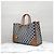 Céline Borsa Cabas Orizzontale in Tessuto Ricamato Blu Navy - vista 12